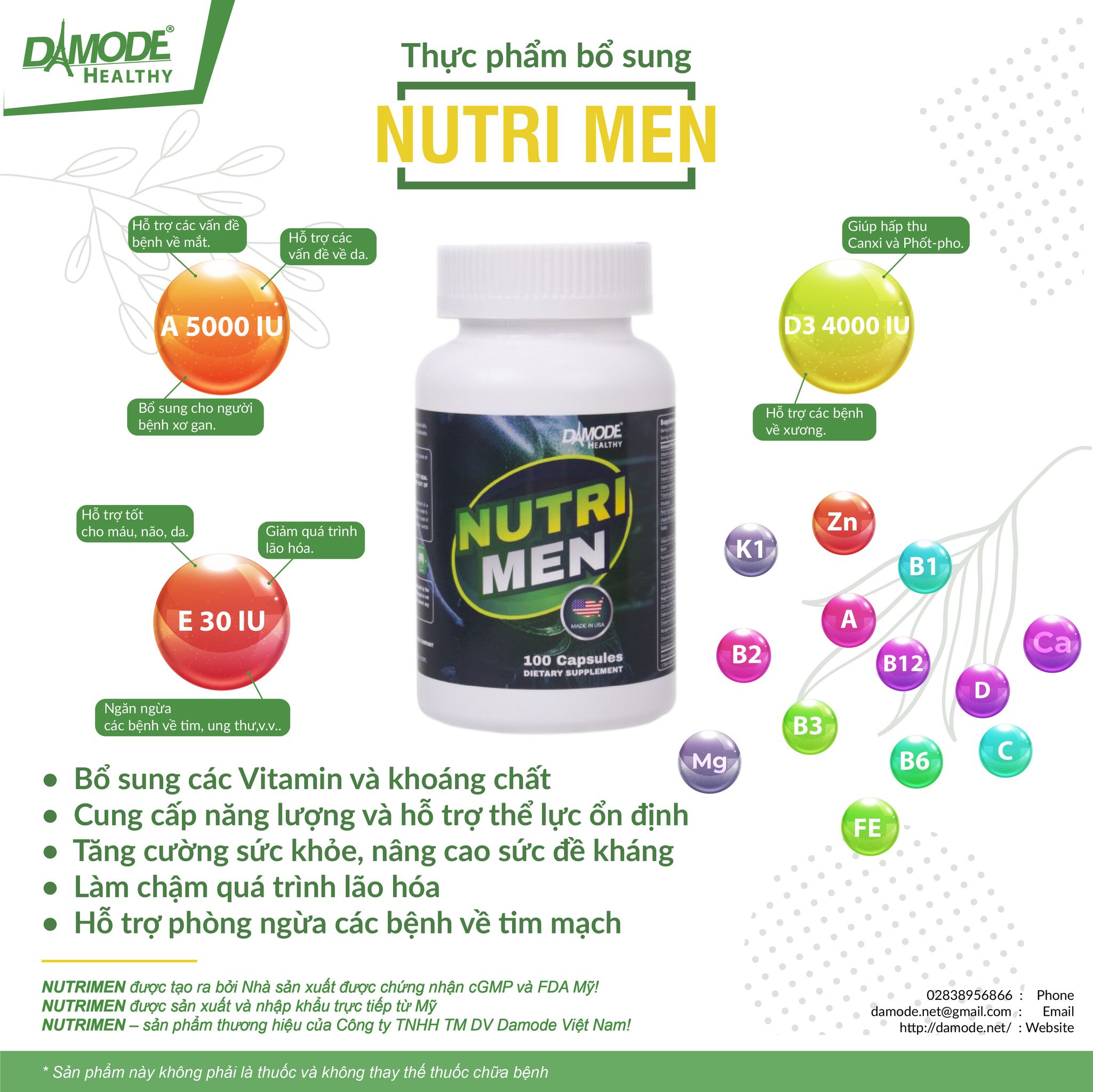 Vitamin, khoáng chất, tăng sức đề kháng cho Nam - Nutri Men