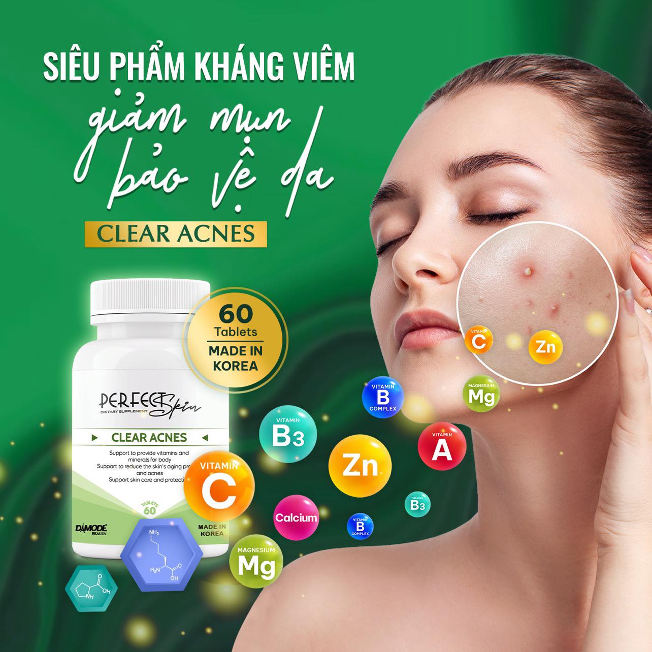 Clear Acnes - Viên Uống Hỗ Trợ Điều Trị, Ngăn Ngừa Mụn